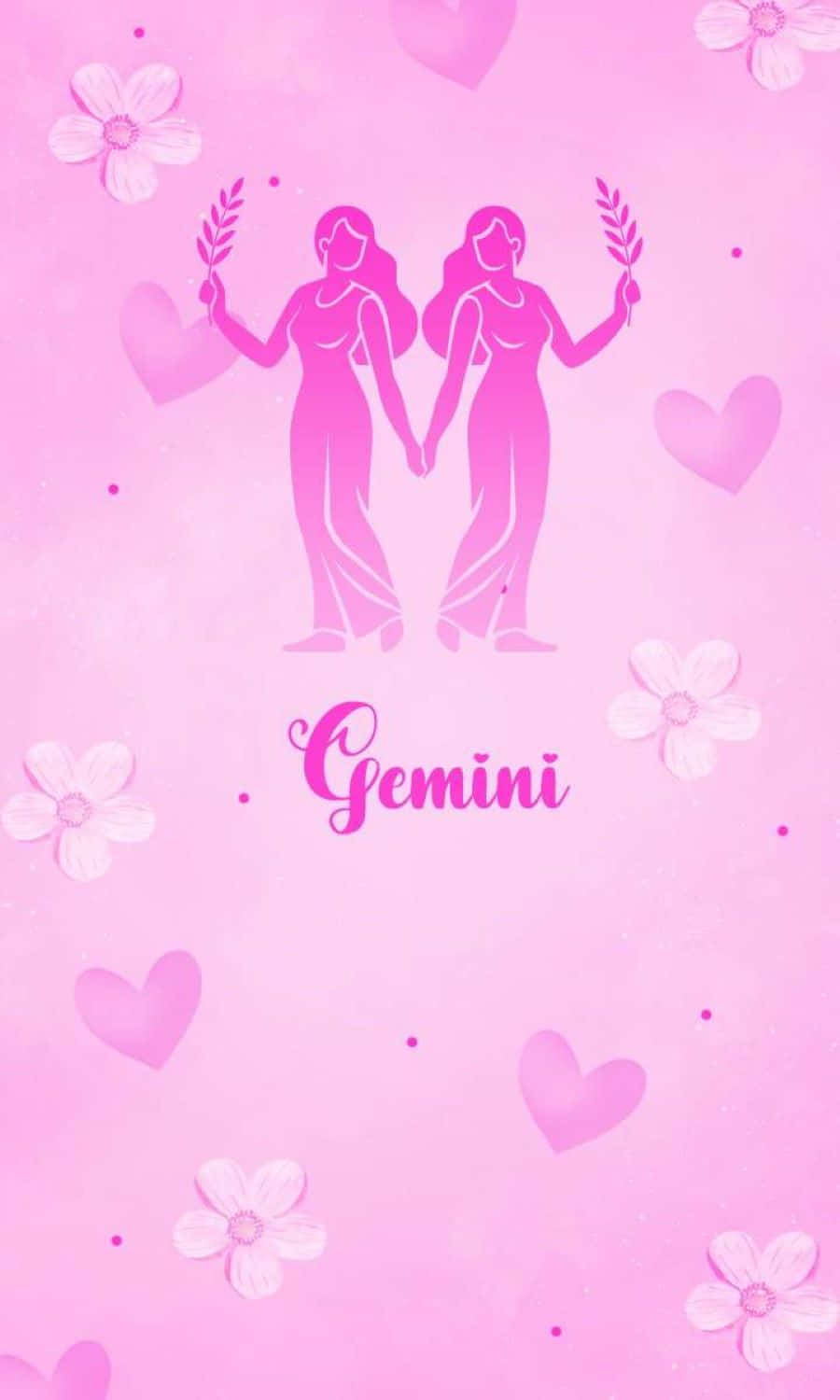 Pink Gemini Zodiac Aesthetic Wallpaper
