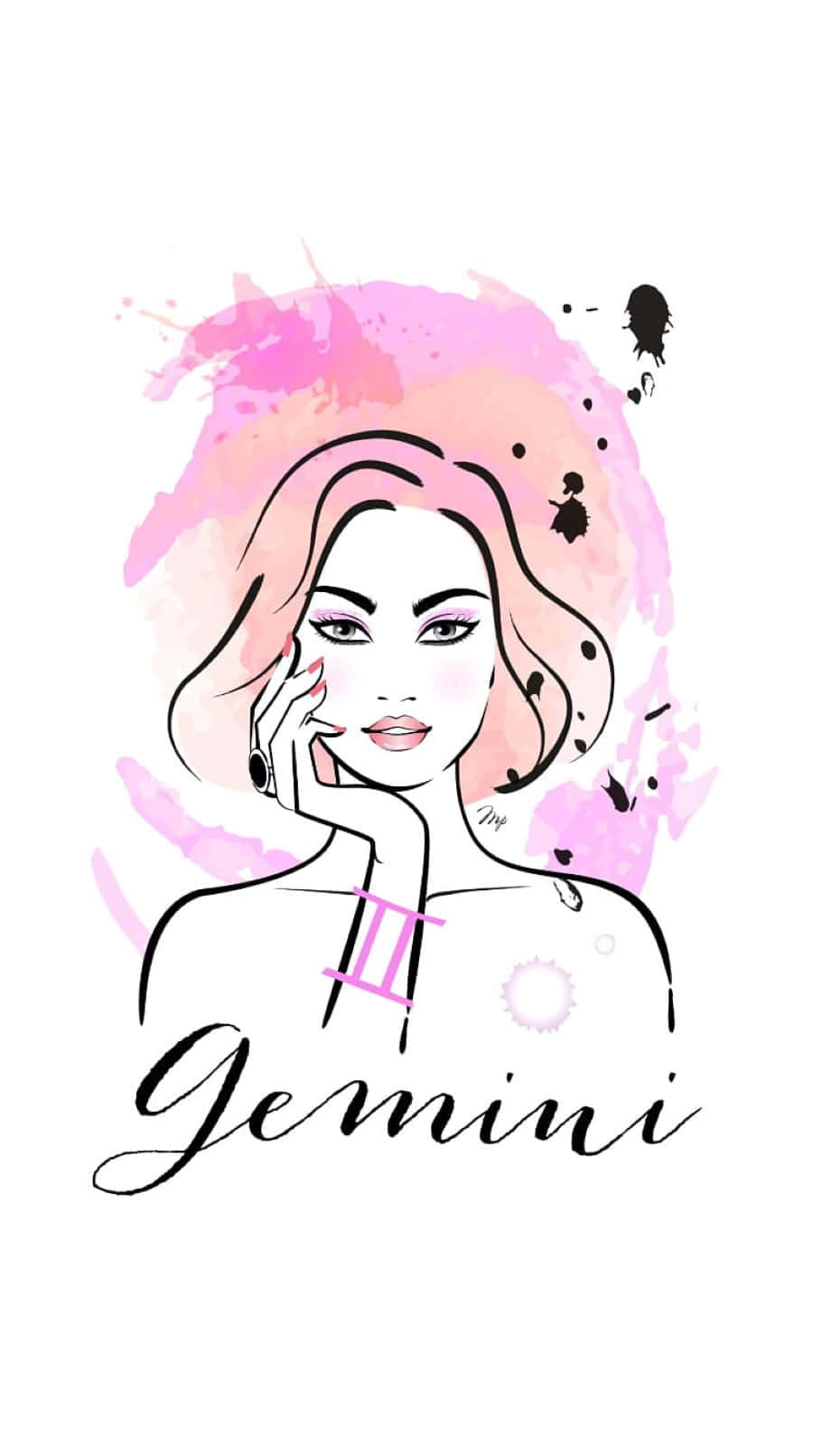 Pink Gemini Zodiac Art Wallpaper
