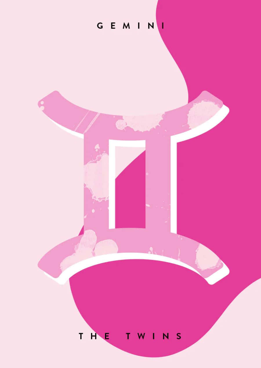 Pink Gemini Zodiac Sign Art Wallpaper