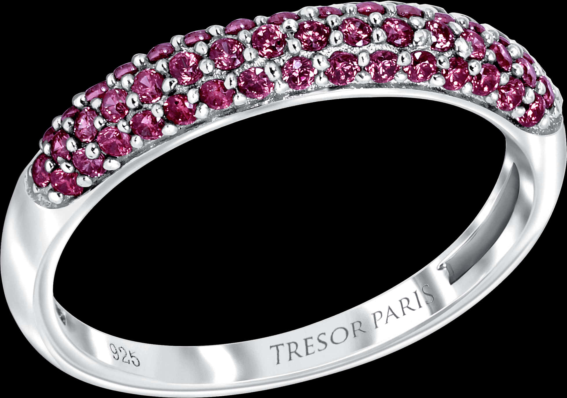 Pink Gemstone Silver Ring Tresor Paris PNG