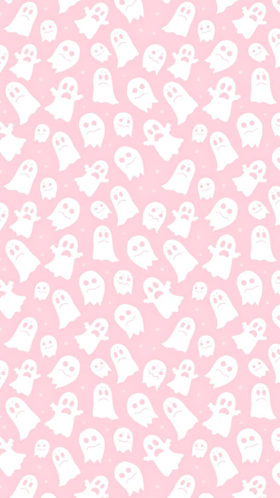 Pink Ghost Pattern Halloween Wallpaper