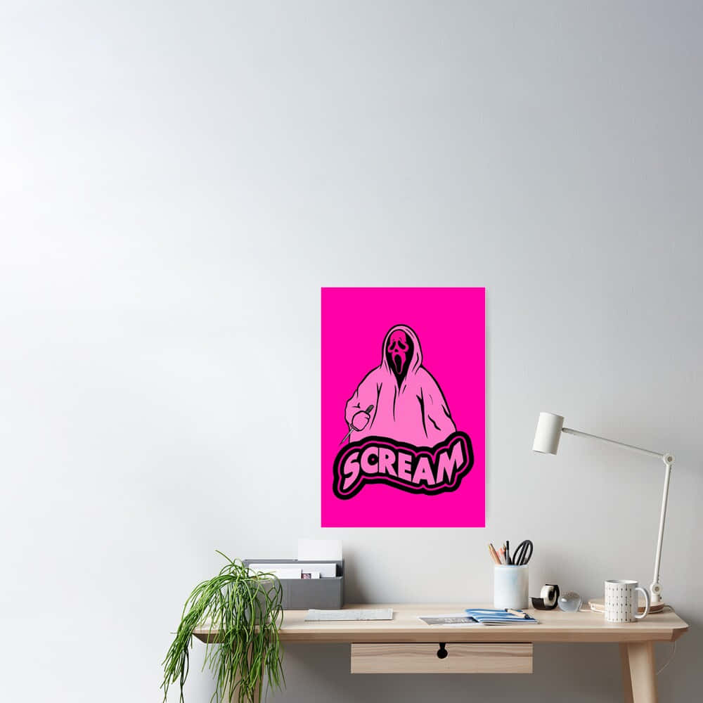 Pink Ghostface Scream Poster Wallpaper