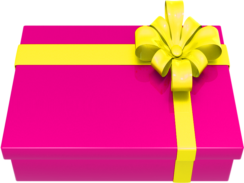 Pink Gift Box Yellow Ribbon PNG