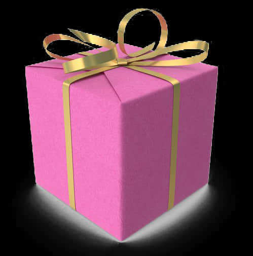 Pink Gift Boxwith Golden Ribbon PNG