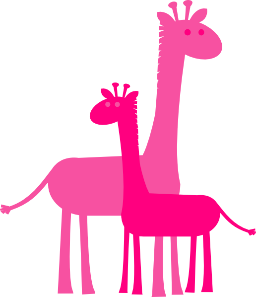Pink Giraffes Cartoon Illustration PNG