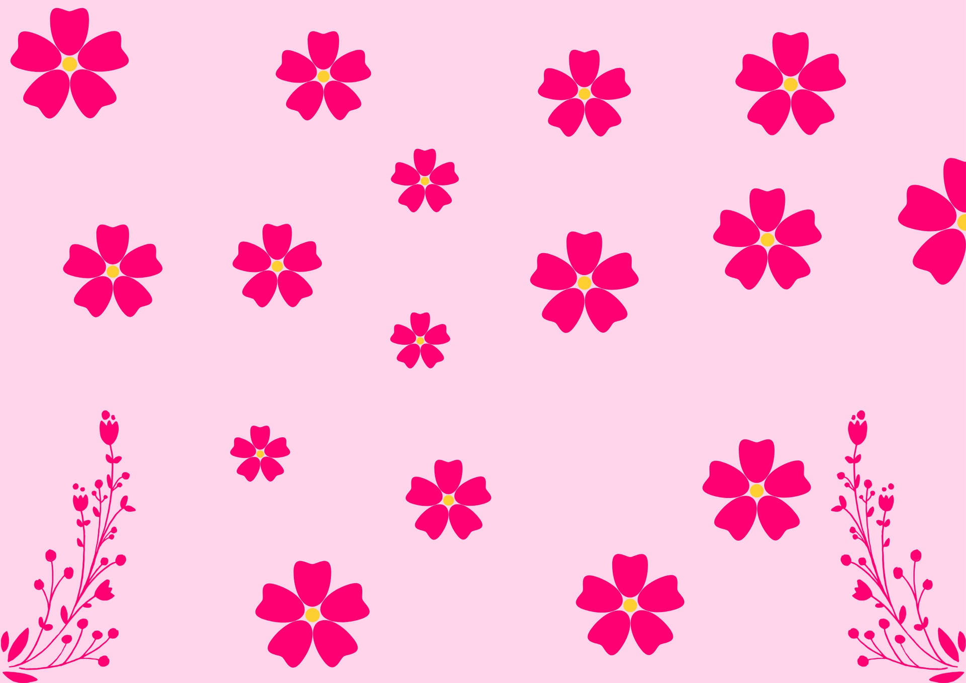 Rosaflickaktigt Blommigt Mönster Wallpaper