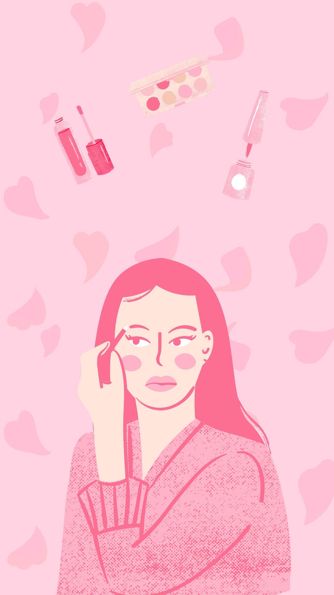 Gráficode Maquillaje Femenino En Tonos Rosados Fondo de pantalla