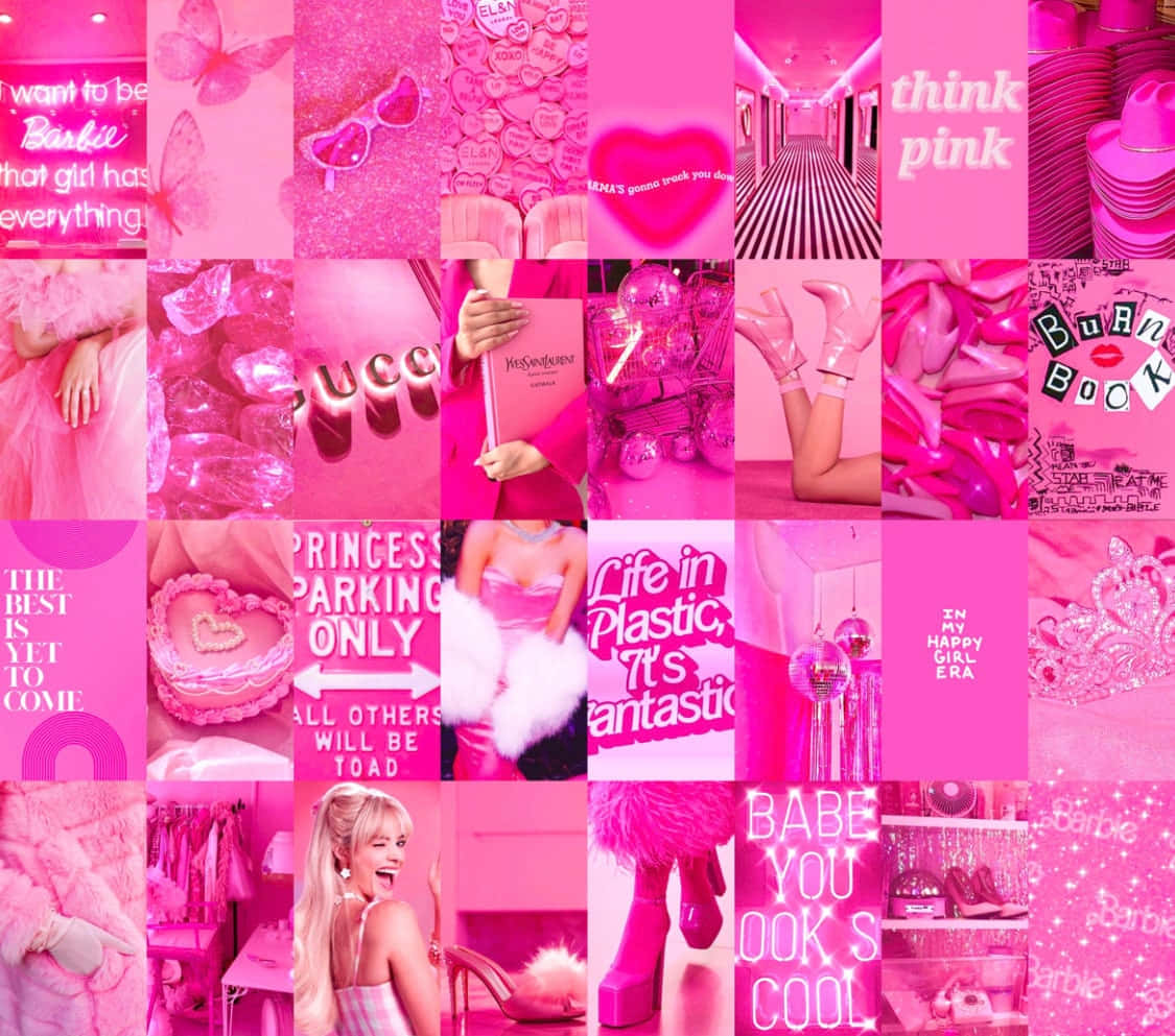 Pink Glitter Barbie Inspiration Collage Wallpaper
