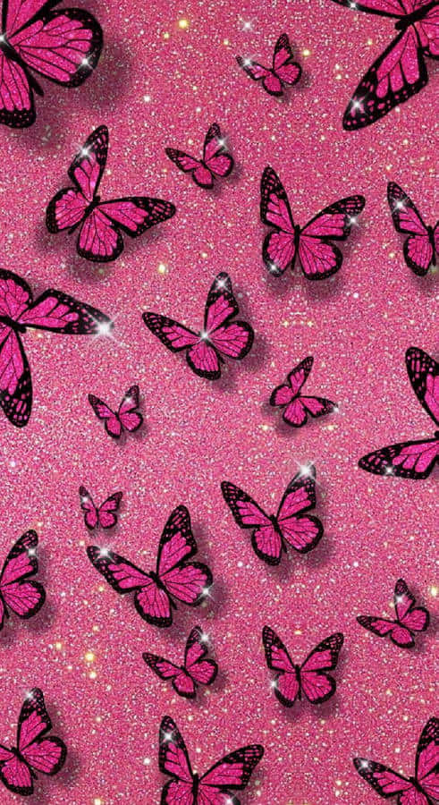 Pink_ Glitter_ Butterflies_ Background Wallpaper