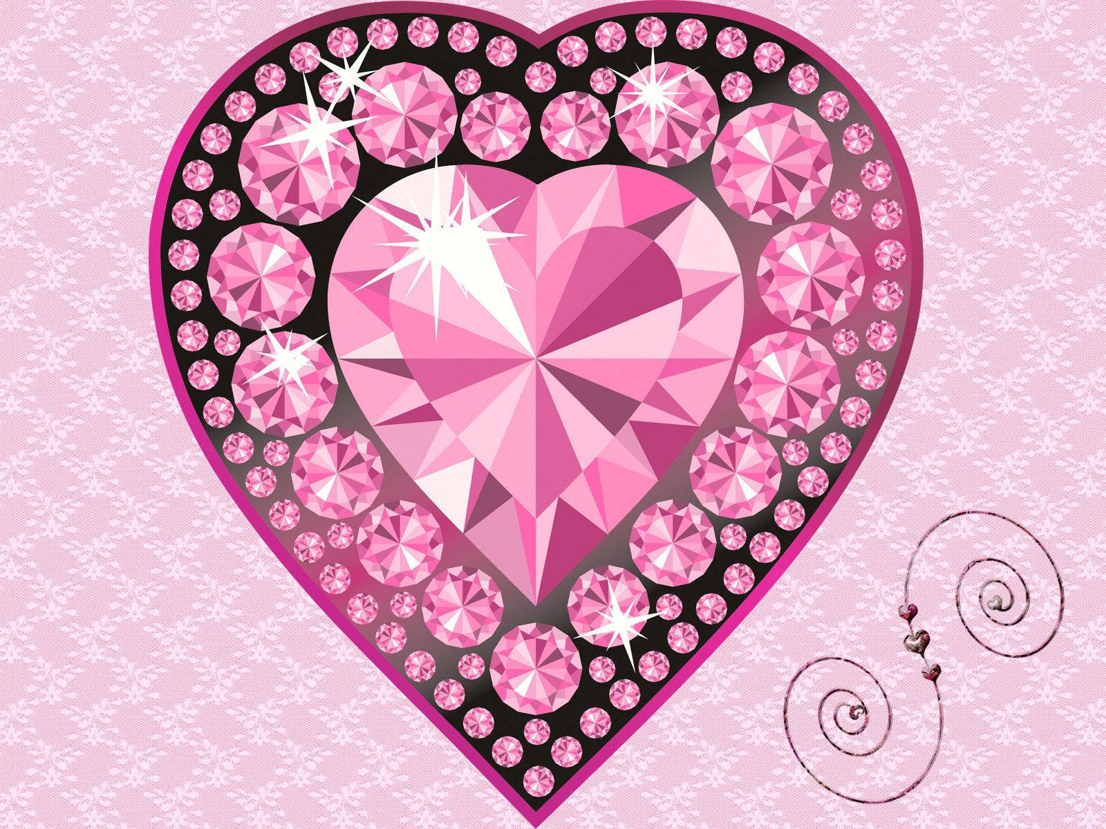Show Your Love With a Pink Glitter Diamond Heart Wallpaper