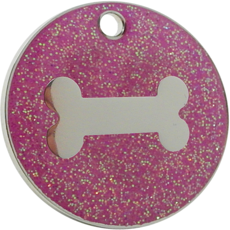 Pink Glitter Dog Bone Tag PNG