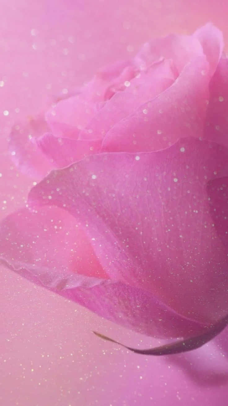 Pink Glitter Rose Closeup Wallpaper