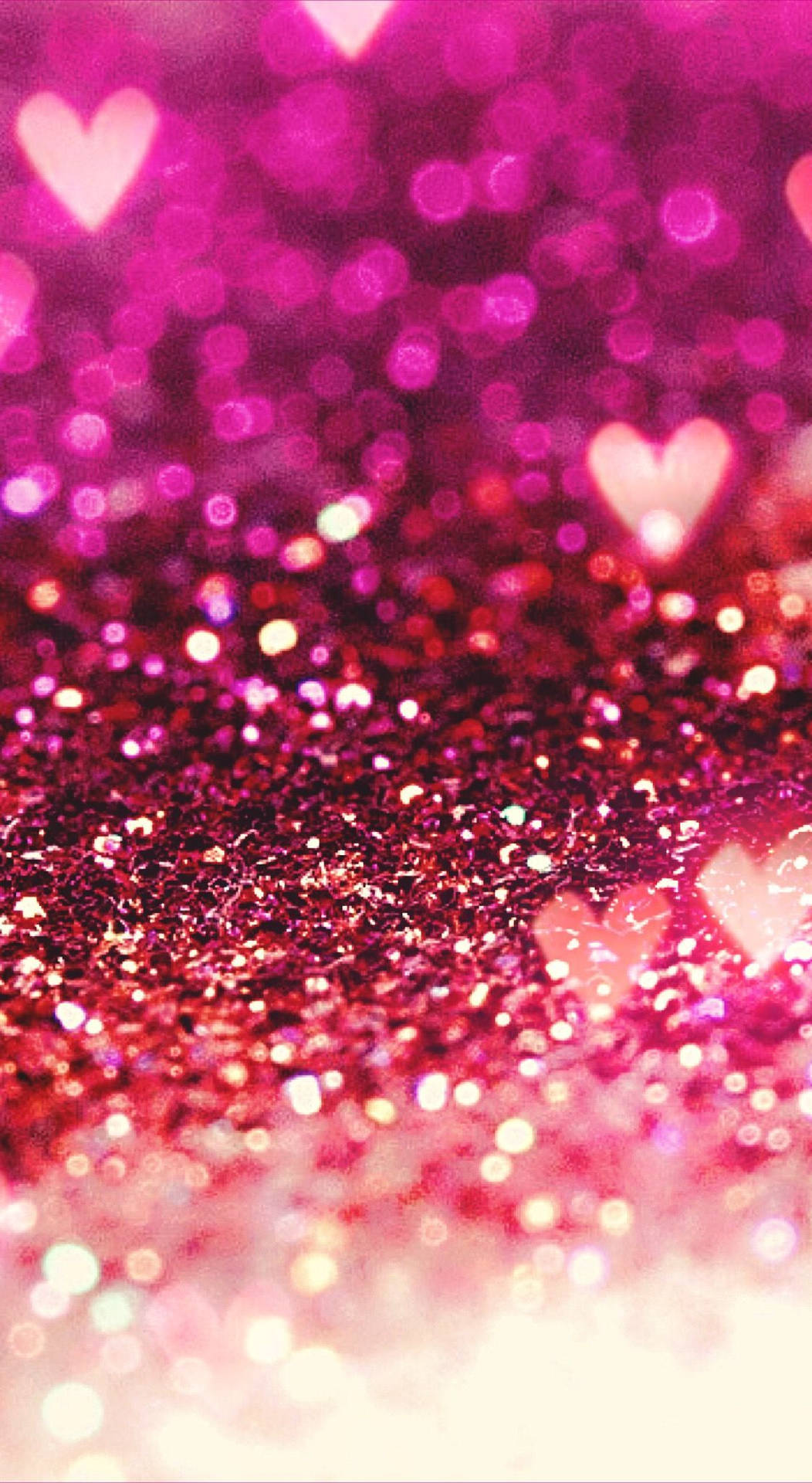 Pink Glitter With Hot Pink Hearts Wallpaper
