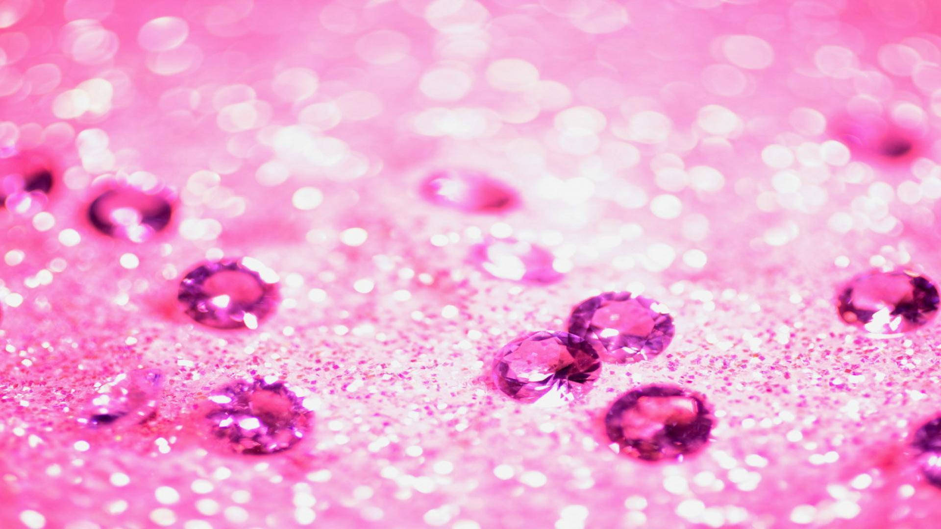 Sparkling Elegance: Pink Glitter with Diamonds Wallpaper