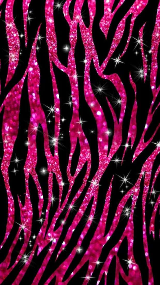 Pink Glitter Zebra Print Sparkle Wallpaper