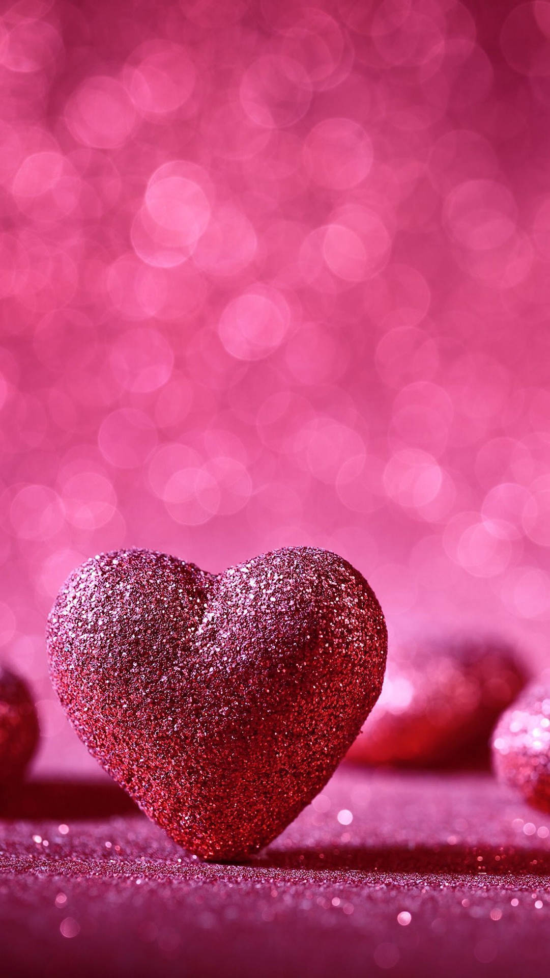 Pink Glittered Heart Love Phone Wallpaper