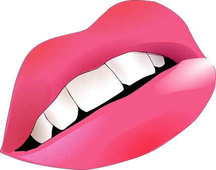 Pink Glossy Lips Vector PNG