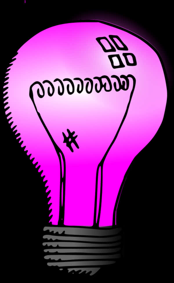 Pink Glowing Light Bulb Illustration PNG