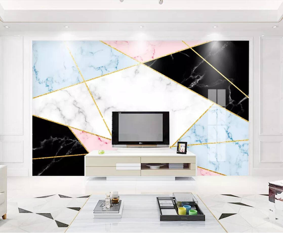 A Living Room With A Marble Wall Mural Wallpaper