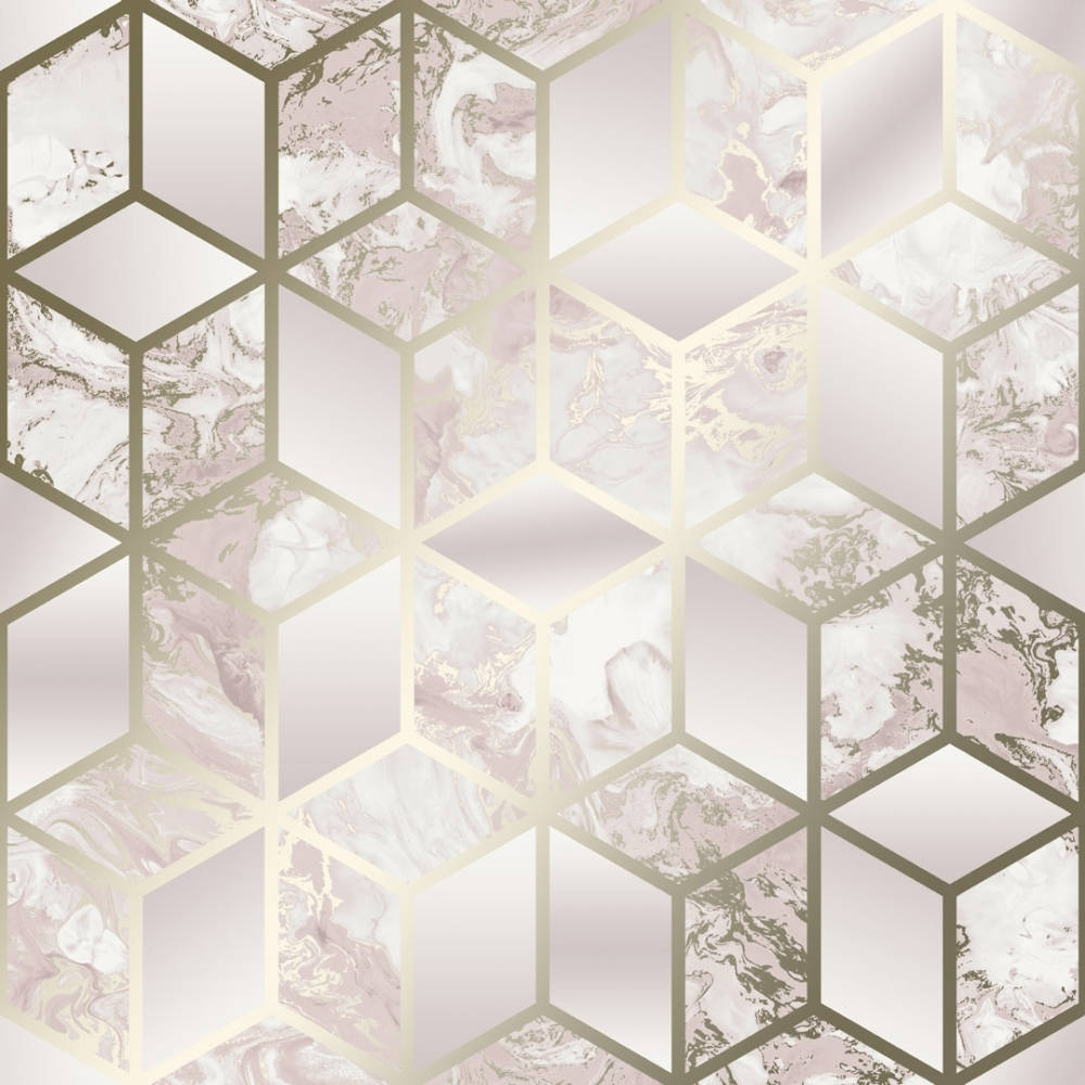 Pink Gold Marble Cube Wallpaper