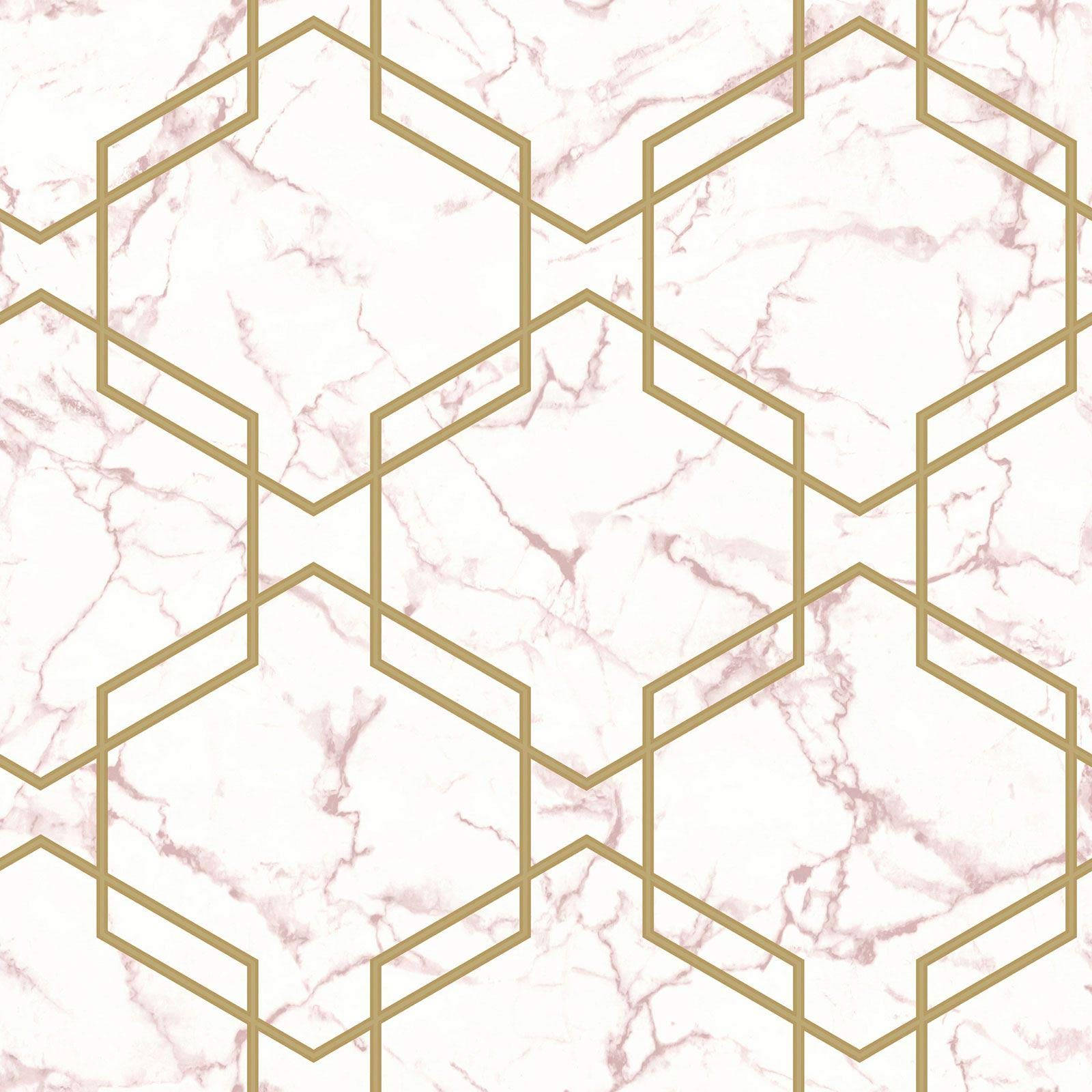 Pink Gold Marble Geometric Shape Wallpaper