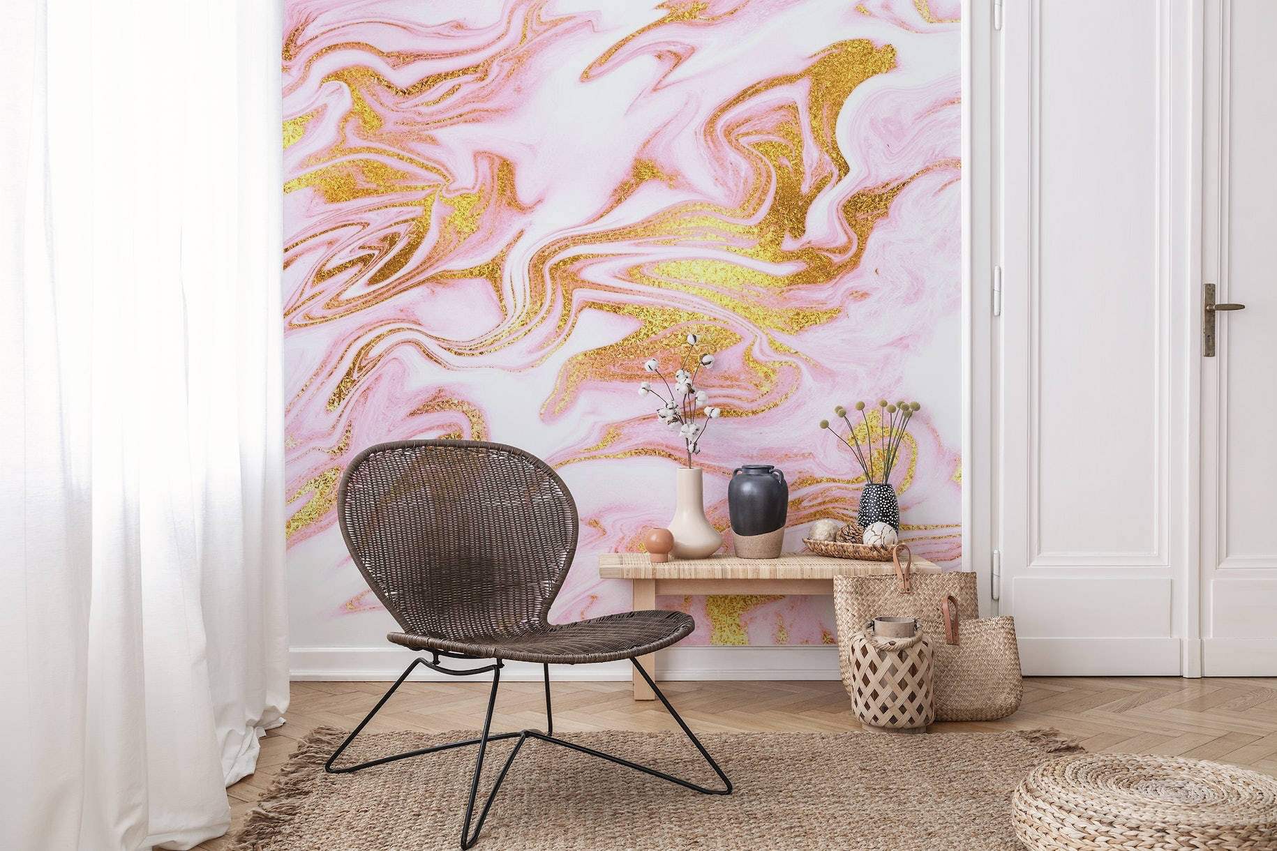 Pink Gold Marble Modern Wallpaper