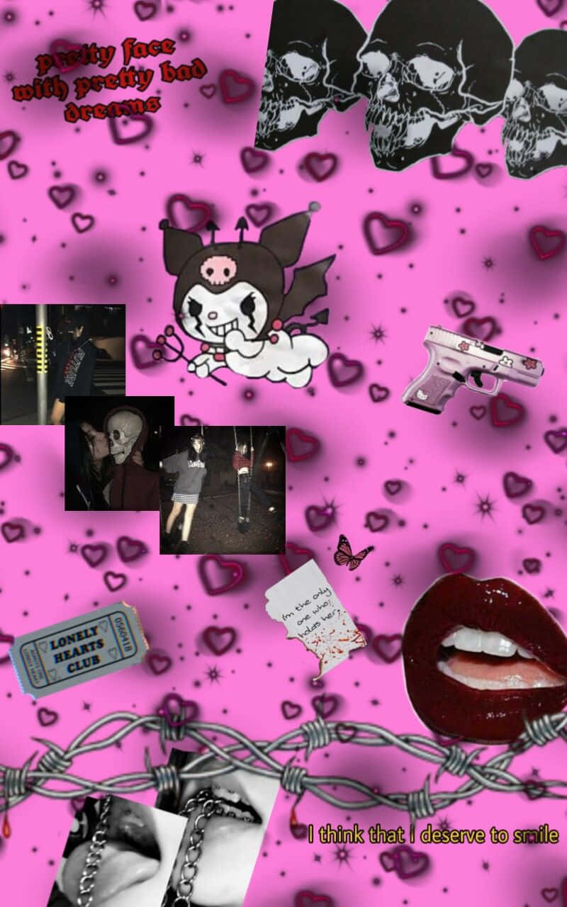 Pink Goth Aesthetic Collage Wallpaper
