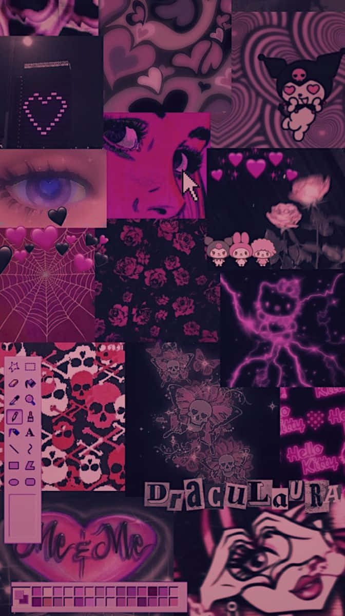 Pink Goth Aesthetic Collage Wallpaper