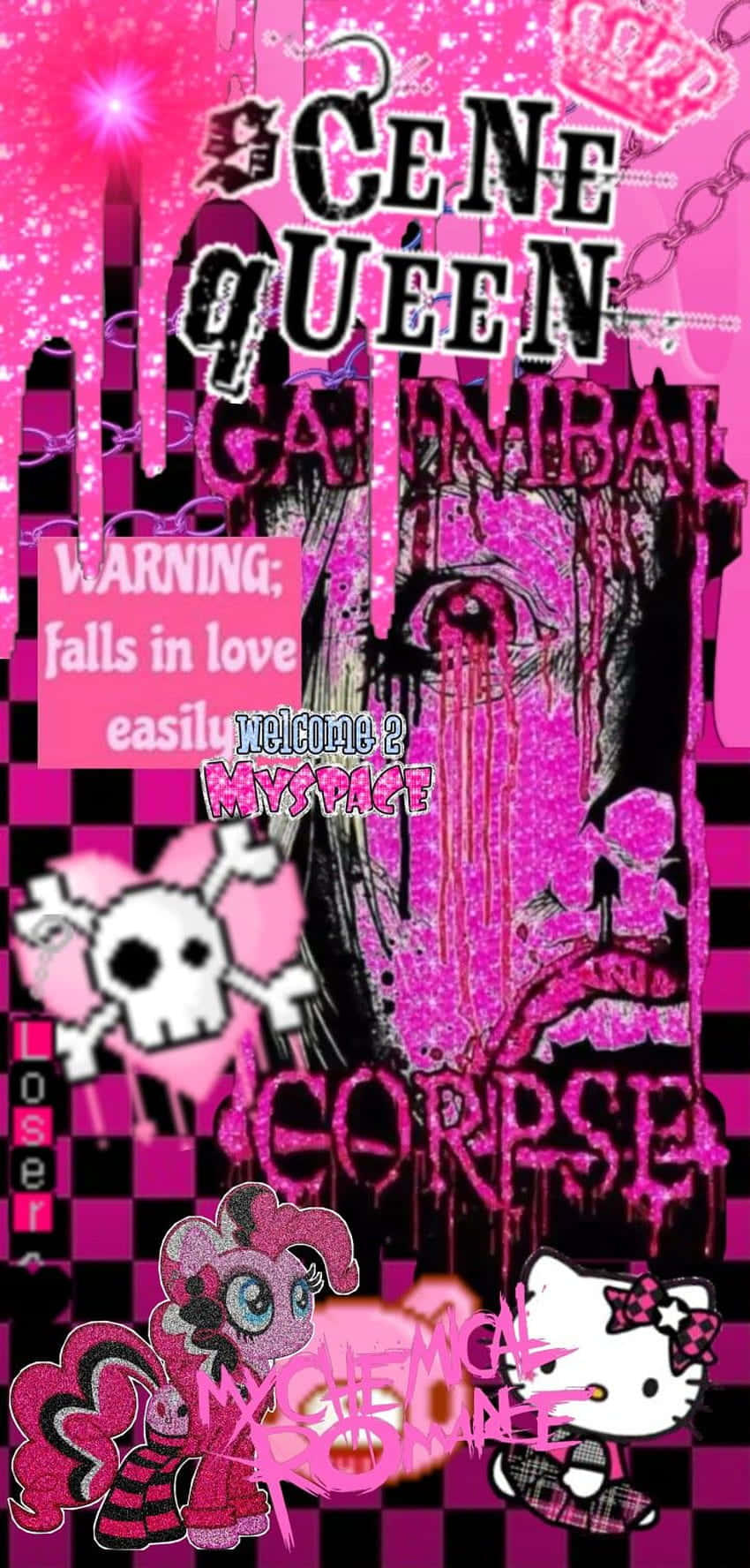 Pink Goth Aesthetic Collage Wallpaper