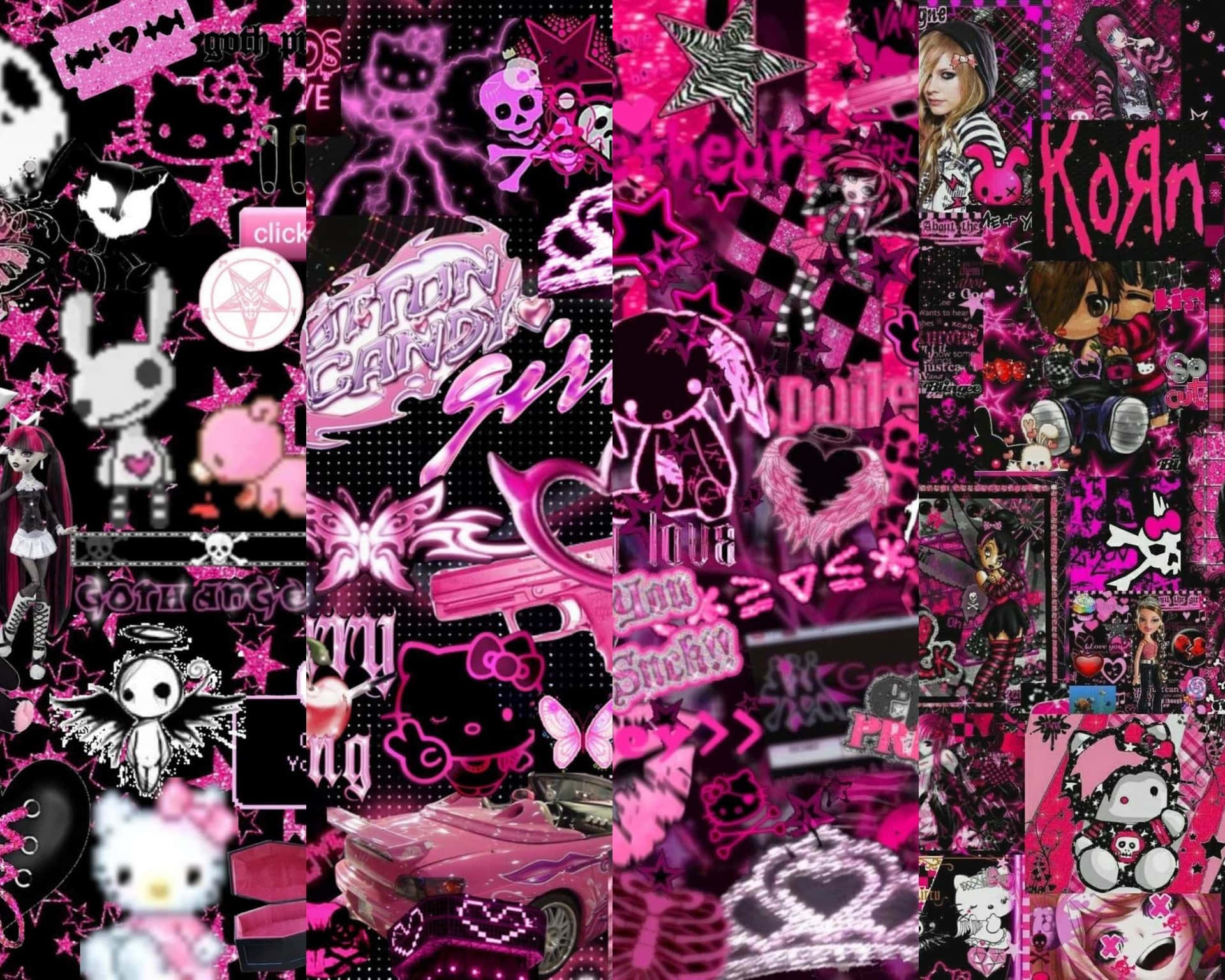 Pink Goth Collage Aesthetic Wallpaper