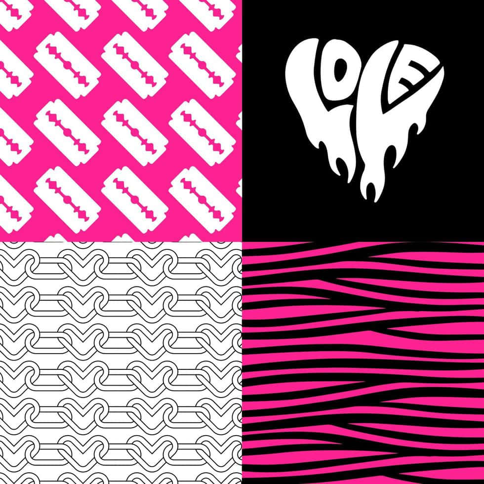 Pink Goth Patterns Collage Wallpaper
