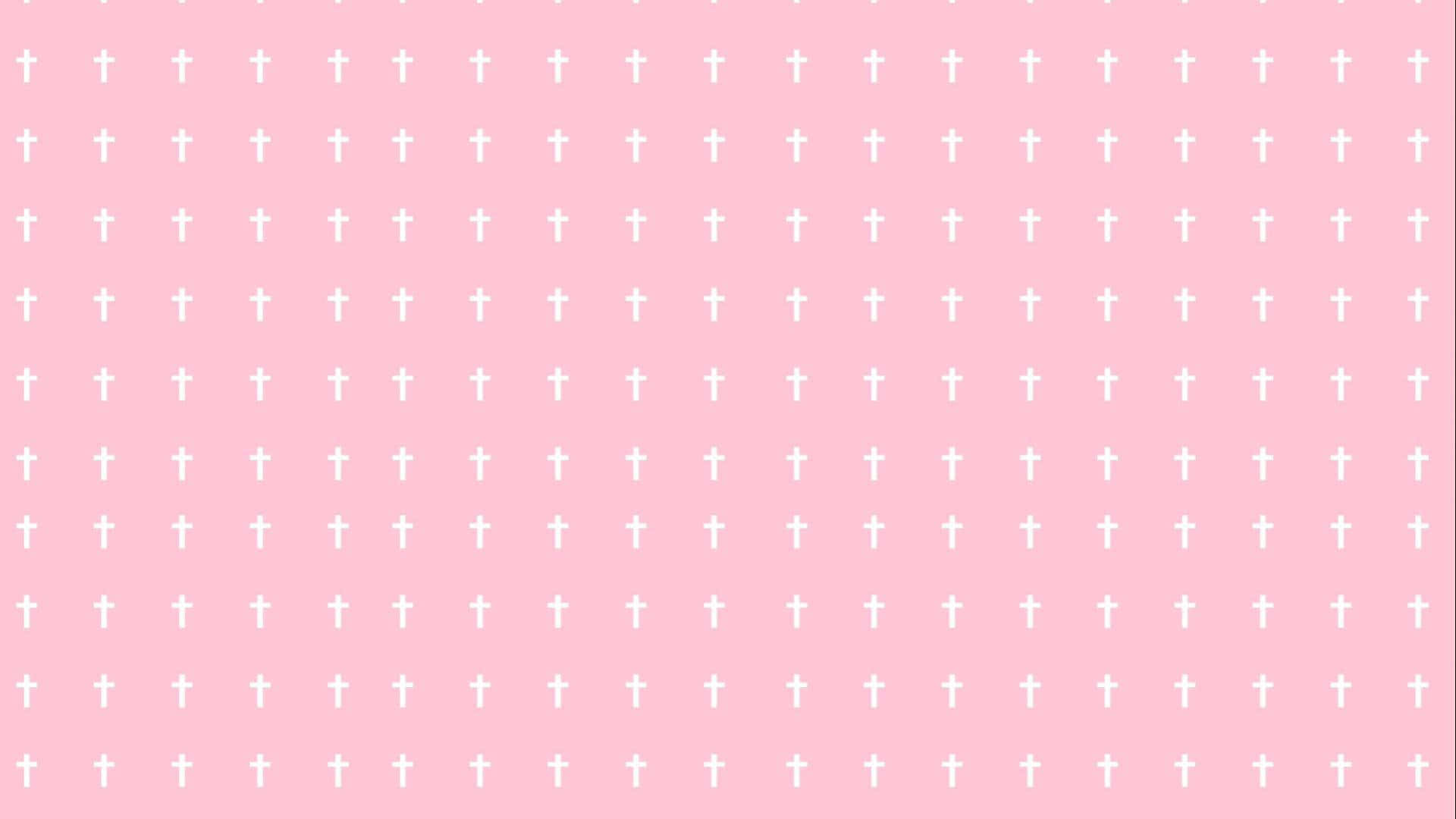 Pink Gothic Cross Pattern Background Wallpaper