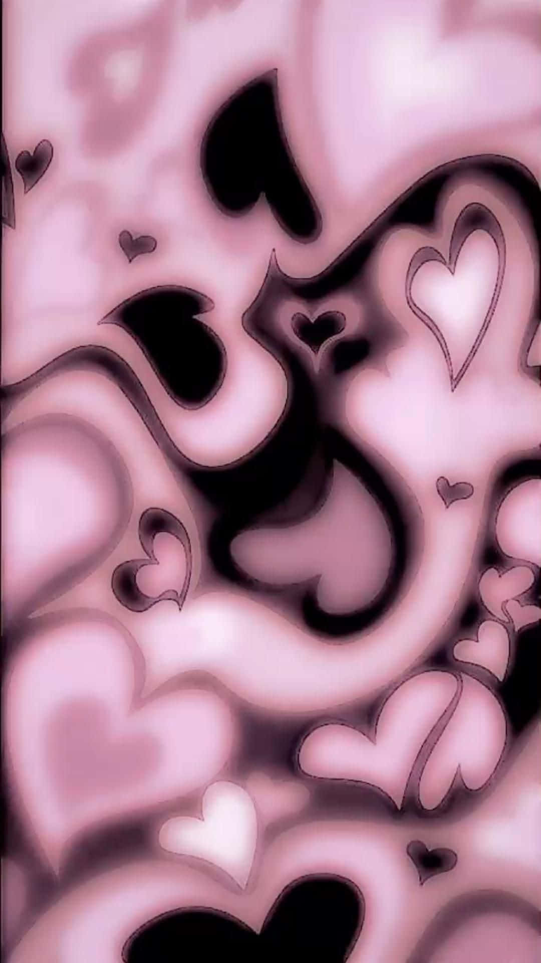 Pink Gothic Hearts Abstract Wallpaper