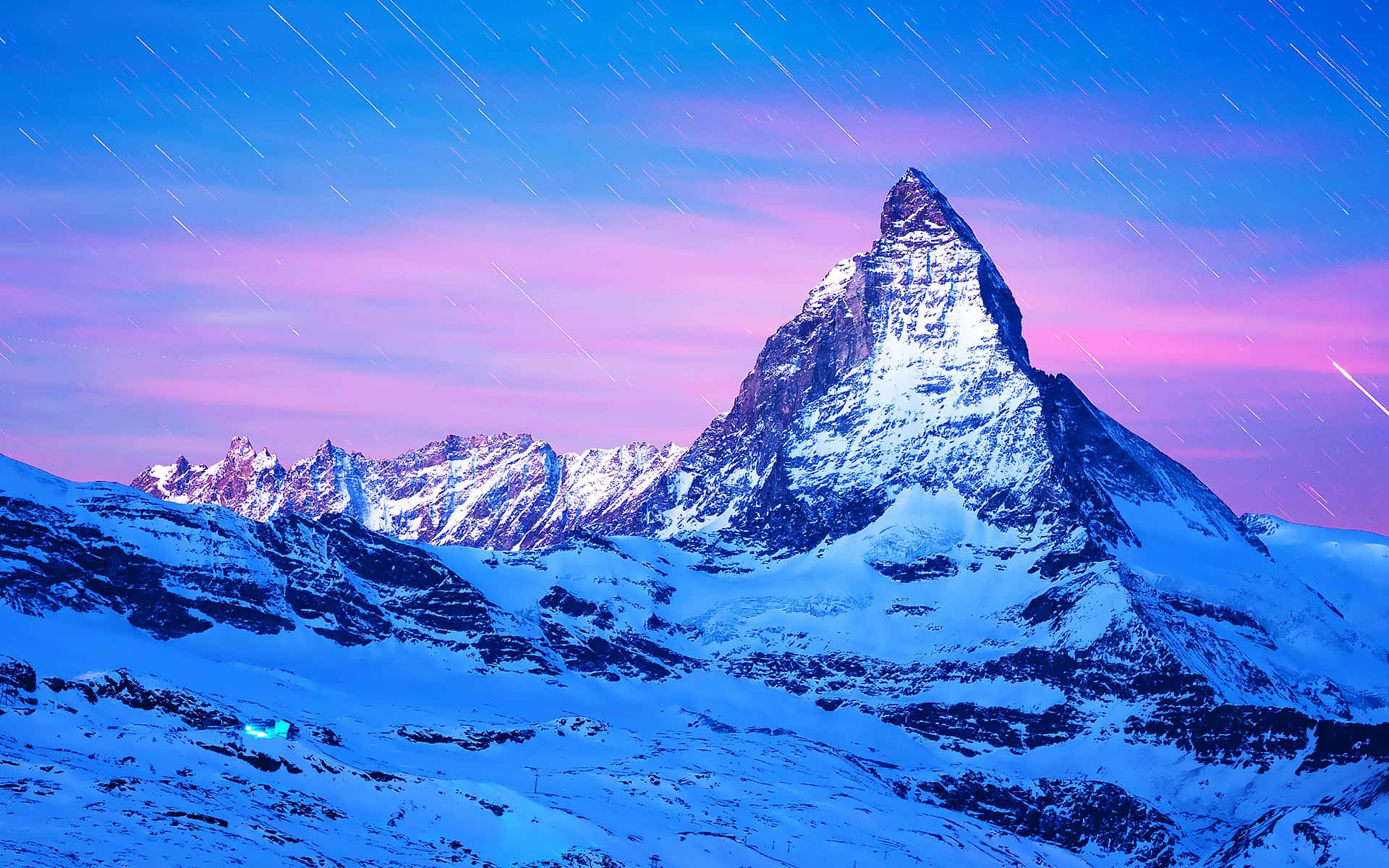 Lyserød gradient himmel ved Matterhornet Wallpaper