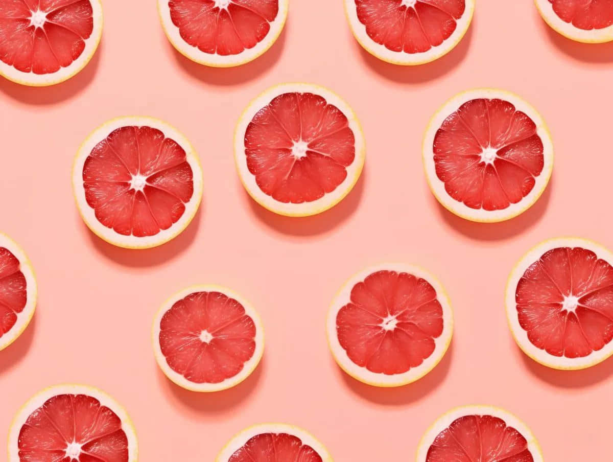 Juicy Pink Grapefruit Slices Wallpaper