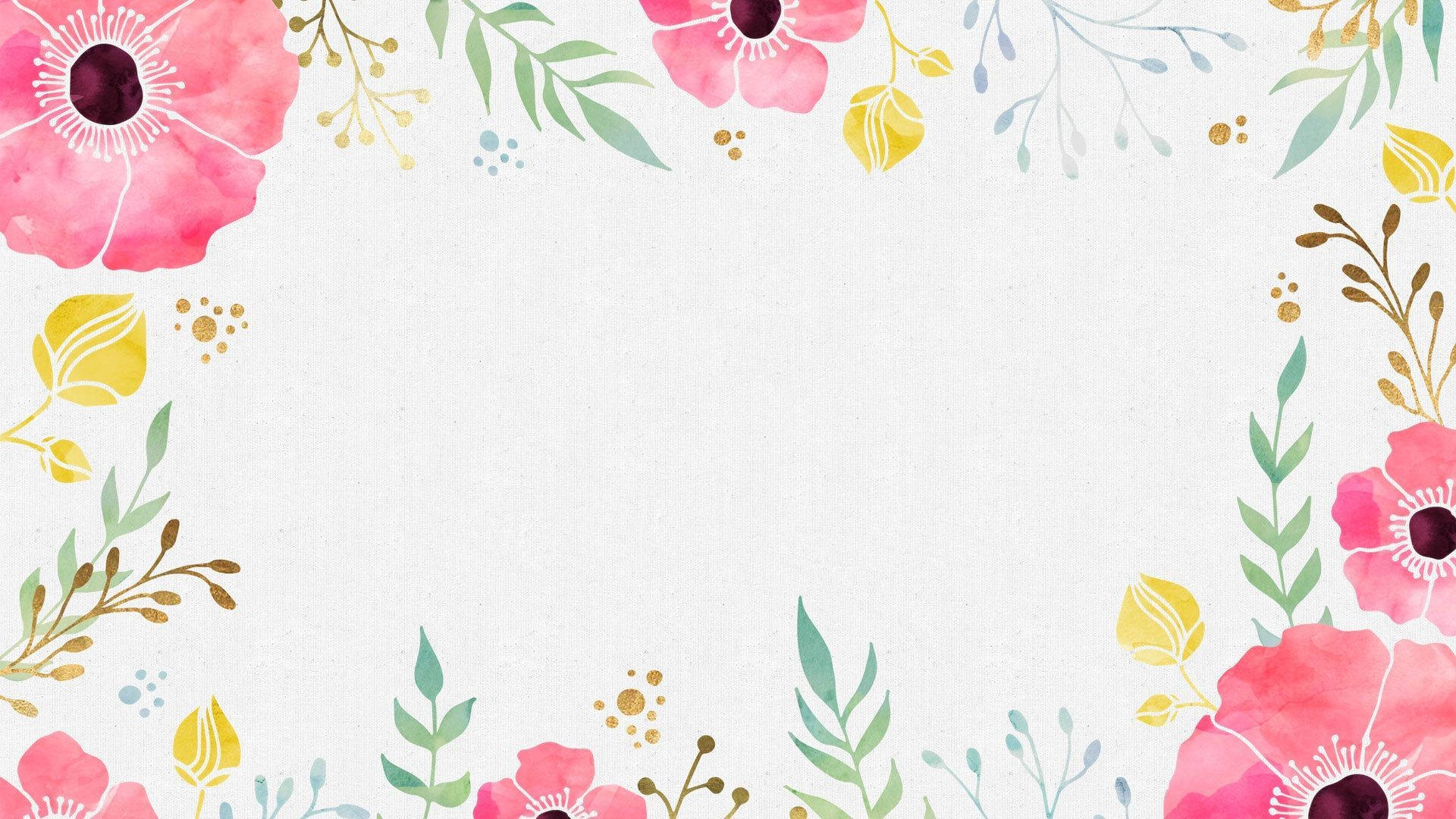 Pink, Green, And White Floral Desktop Wallpaper