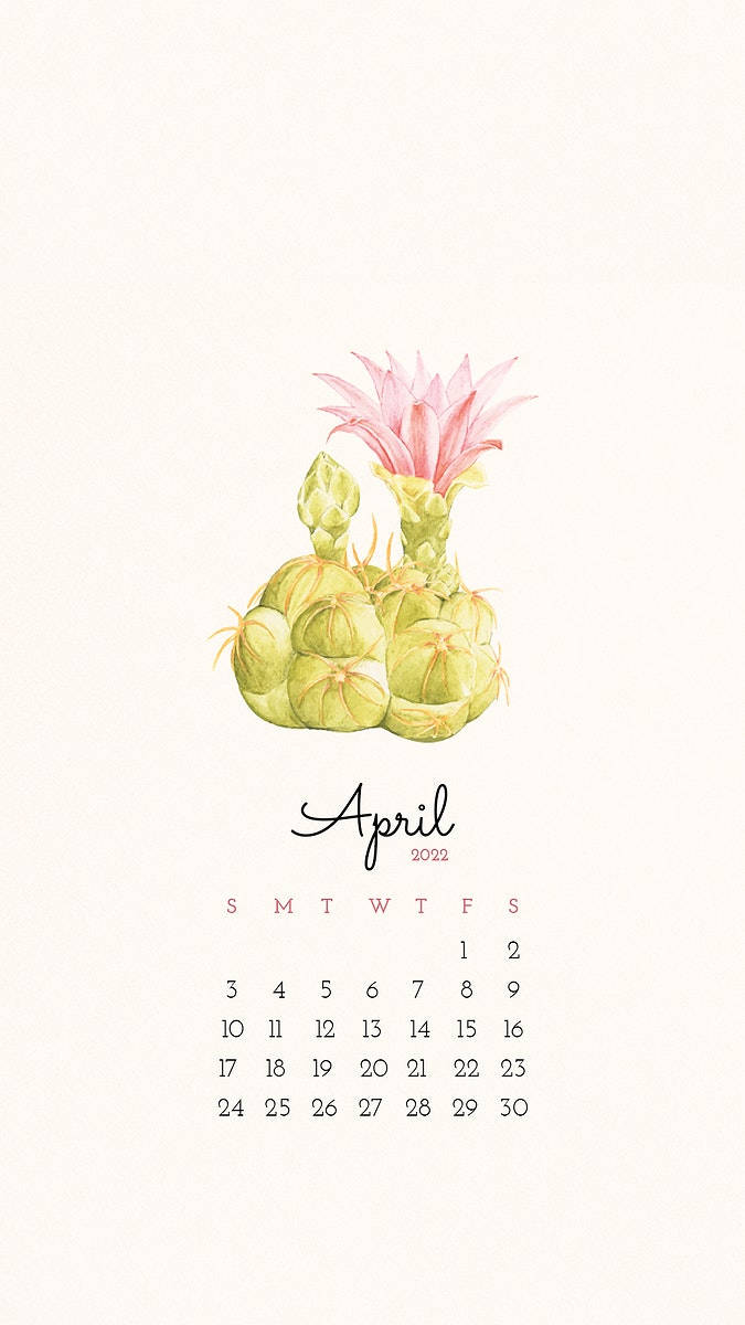 Pink Green Fruit April 2022 Calendar Background