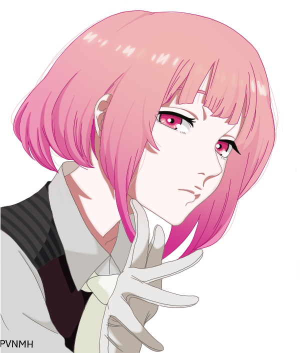 Pink Haired Anime Character Gesture PNG