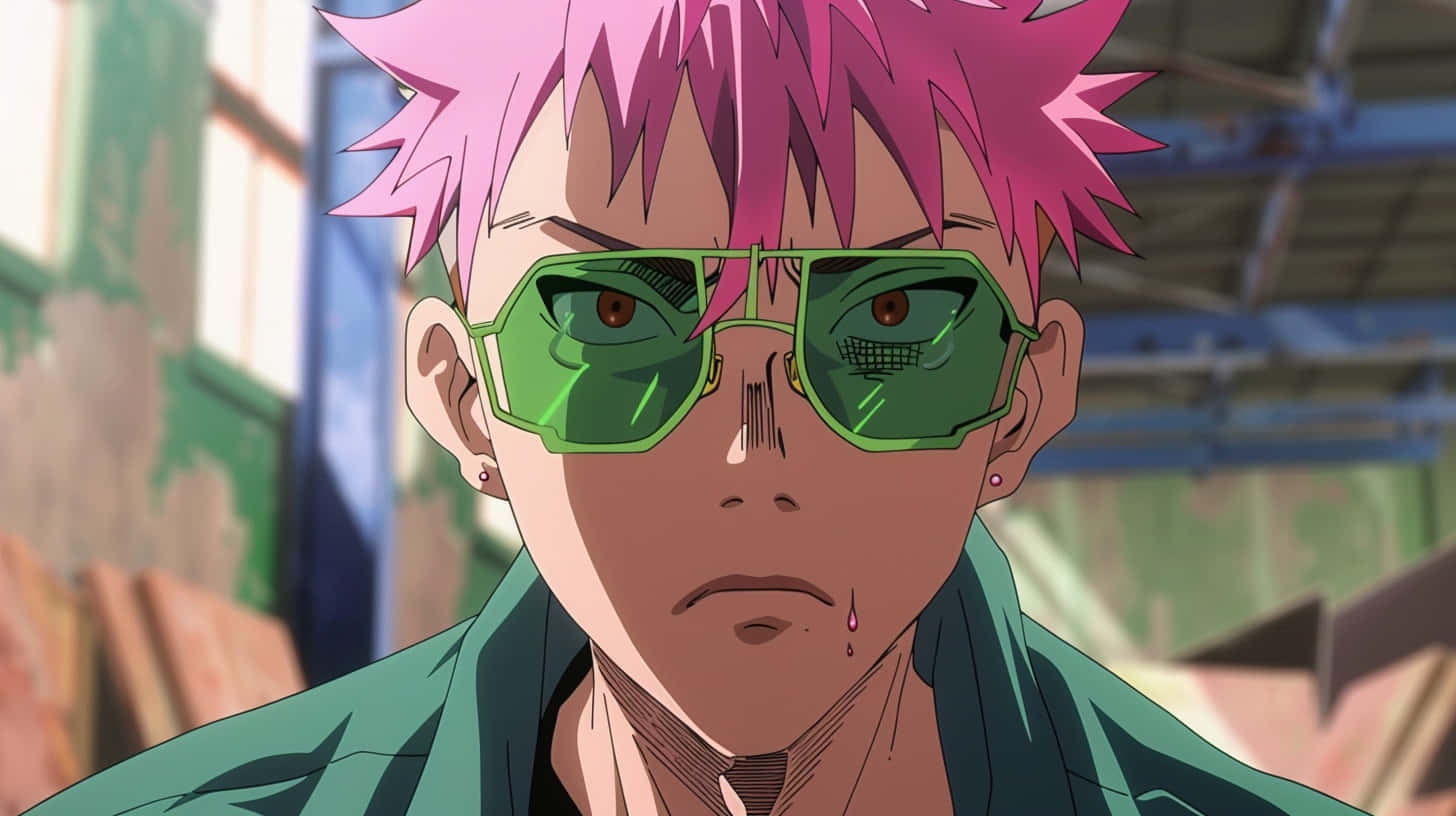 Pink Haired Anime Character Green Goggles Wallpaper