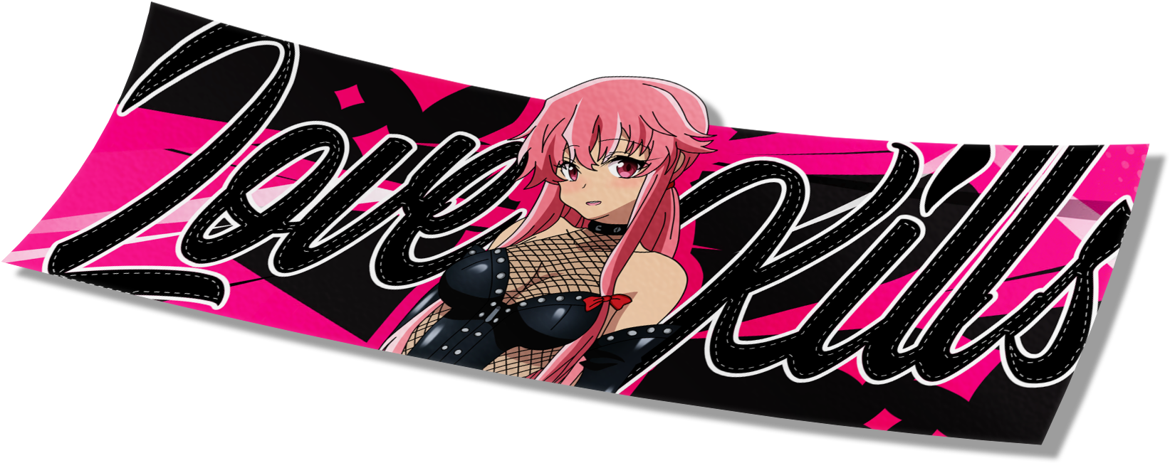 Pink Haired Anime Character Love Kills Banner PNG