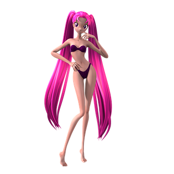 Pink Haired Anime Character Pose PNG