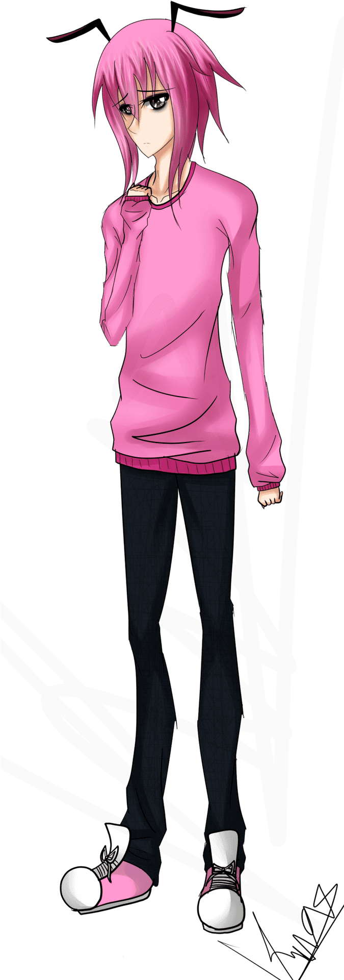 Pink Haired Anime Character Pose PNG