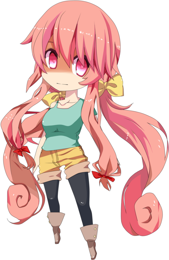 Pink Haired Anime Character Yuno Gasai PNG