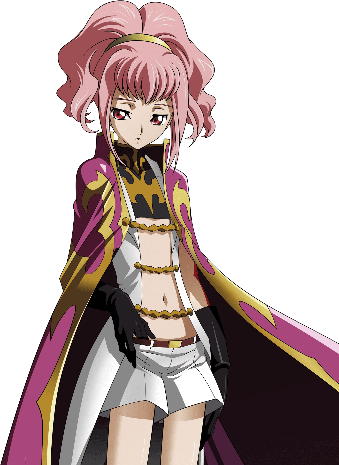 Pink Haired Anime Characterwith Cape PNG