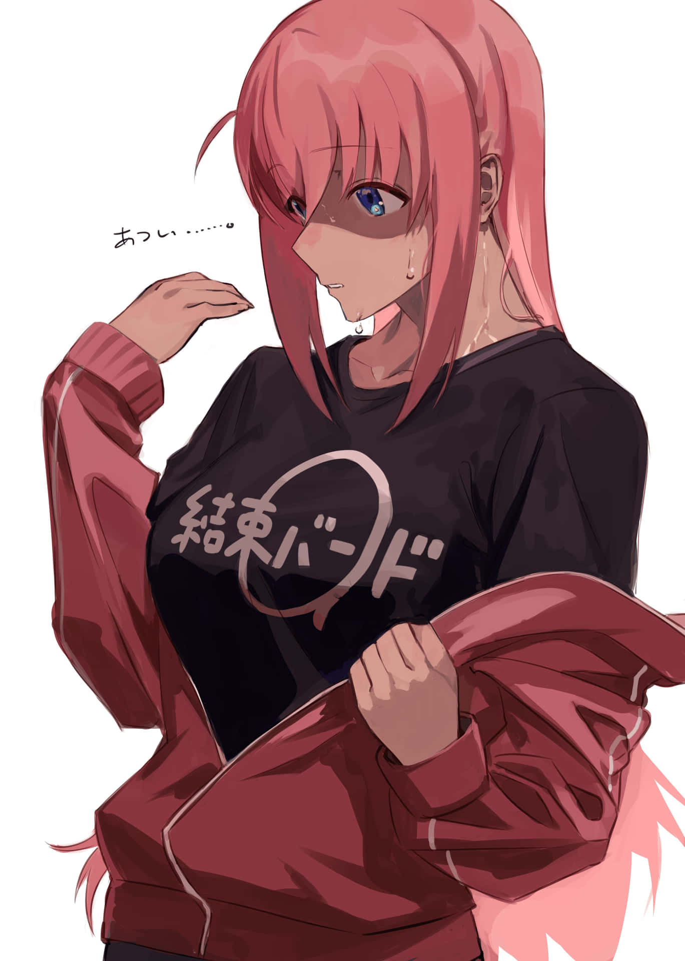 Pink Haired Anime Girlin Black Sweatshirt Wallpaper