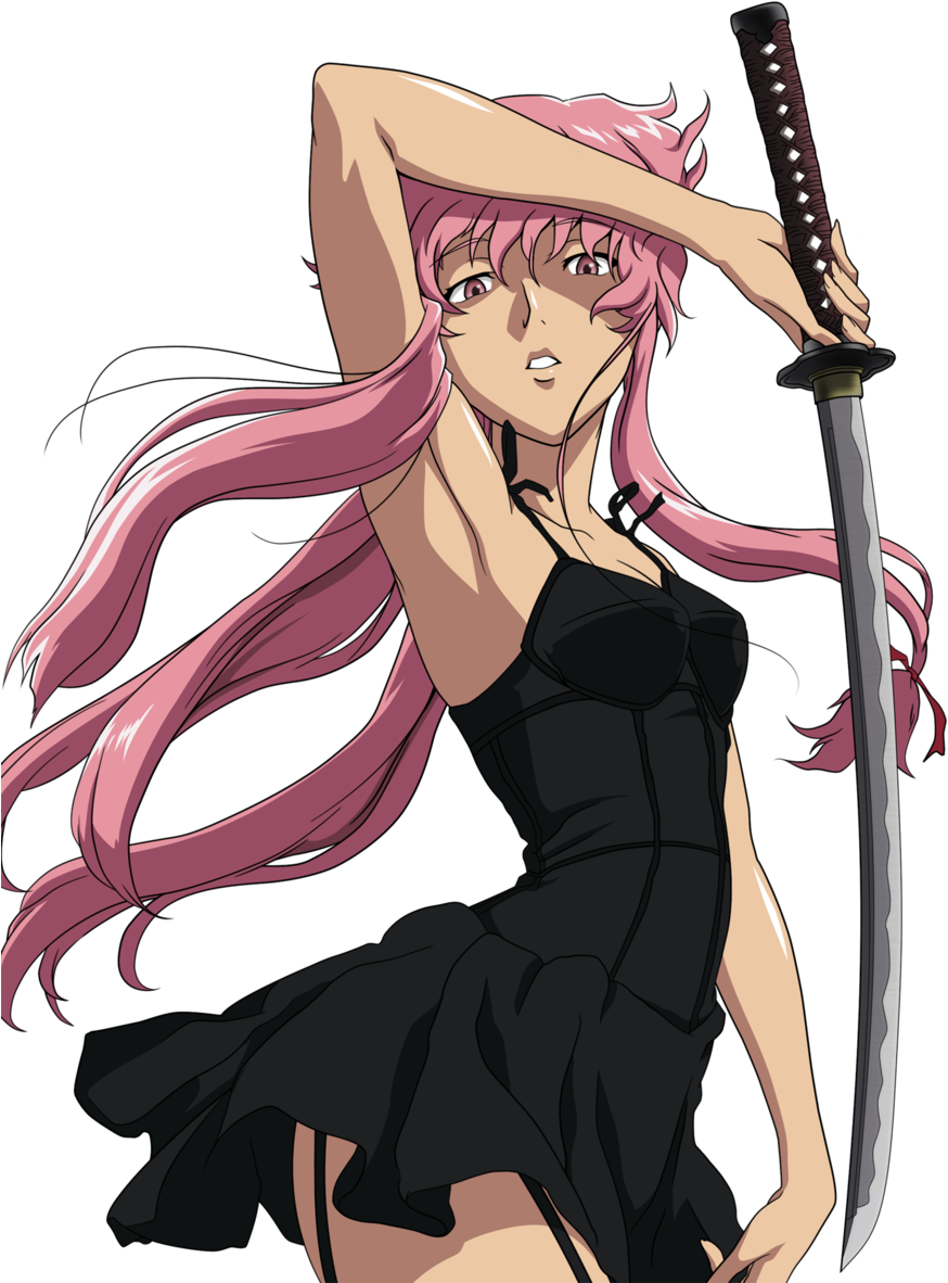 Pink Haired Anime Girlwith Sword PNG
