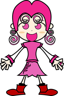 Pink Haired Cartoon Girl PNG