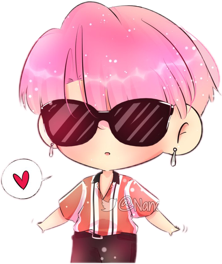 Pink Haired Chibi Character With Sunglasses PNG