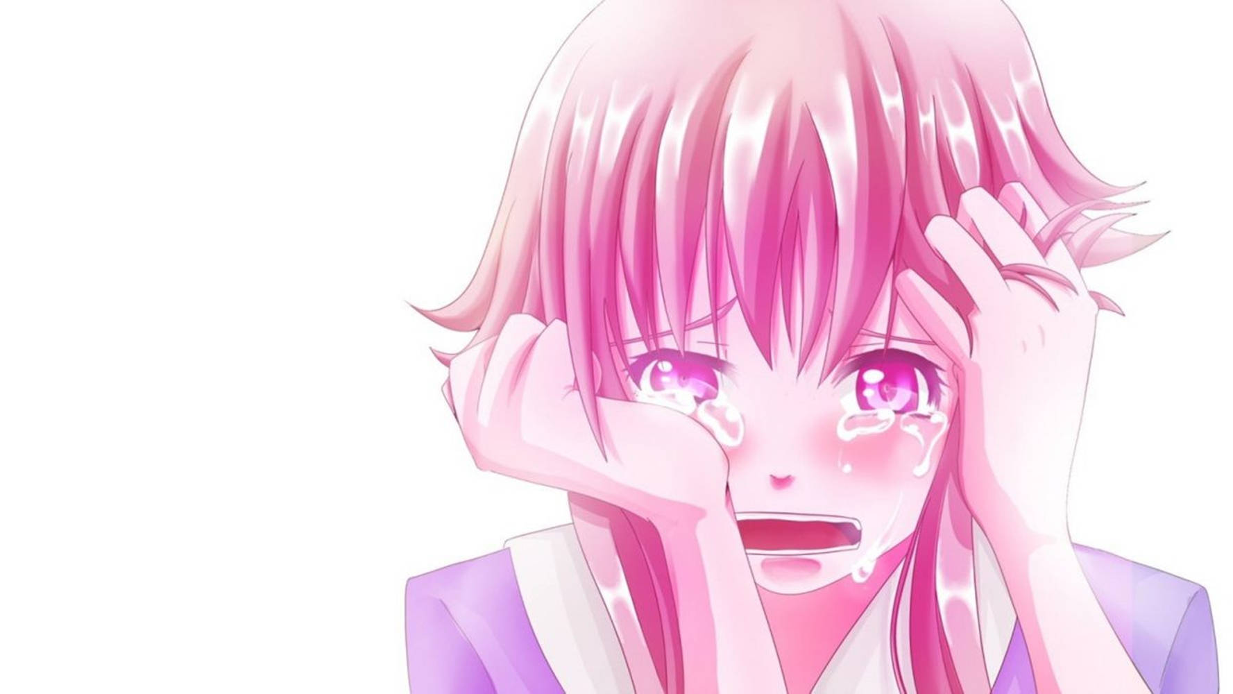 Pink-haired Depressed Anime Girl Wallpaper