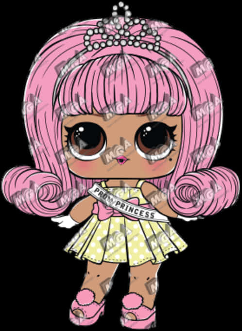 Pink Haired L O L Doll Princess PNG